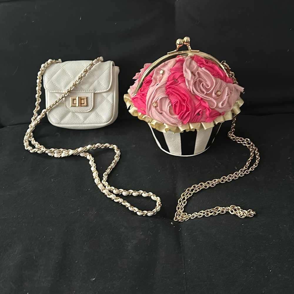 Girl purses. Cupcake purse can use spot cleaning on top part